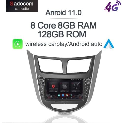 DSP Android 10.0 128G 6G RAM Car DVD multimedia Player RDS autoradio GPS car radio For HYUNDAI Verna Accent Solaris 2011 - 2015