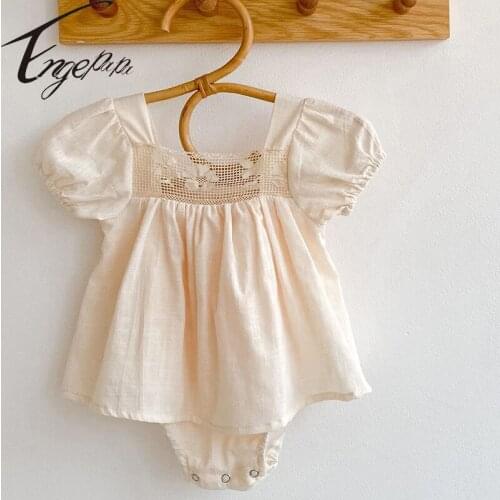 Engepapa Summer Toddler Baby Girl Bodysuits Cotton Short Sleeve Infant Baby Girls Jumpsuit Newborn Baby Girls Clothes