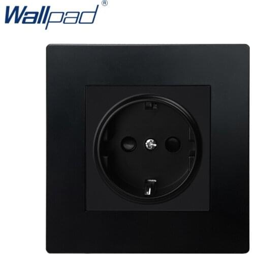EU German Socket Black Wallpad Luxury Wall Power Electrical Outlet Sockets PC Panel