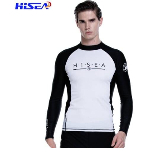 Hisea Mens Rash Guard Shirt Long Sleeve UV Protect Swimming Tops Lycra Quick Dry Swimwaer Srufing Water Sport T-Shirt Clothing