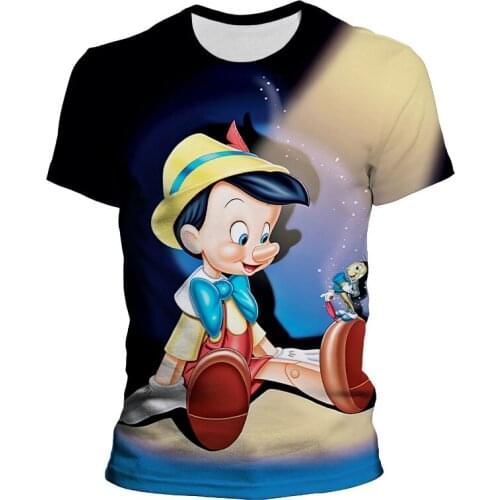 Pinocchio Men Oversize T Shirt Summer Cartoon Anime Clothes For Boy Girl Kids Short Sleeve Disney 3D Print Womens Tee Shirts