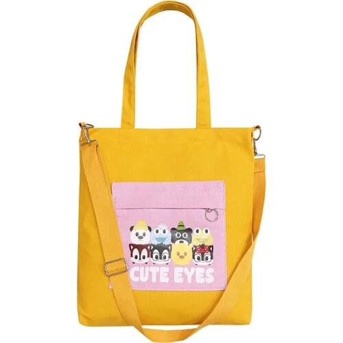 PURFAY Cute Eyes Canvas Women Shoulder Bag Cotton Tote Shopper Bag Eco Reusable Shopping Bag Handbag Cloth Messenger
