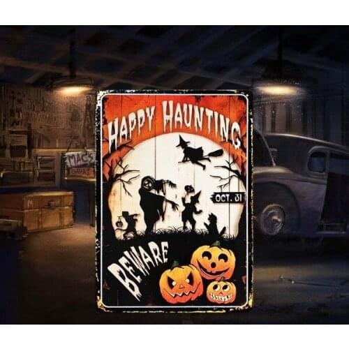Happy Halloween Vintage Metal Tin Sign Poster Plaque Bar