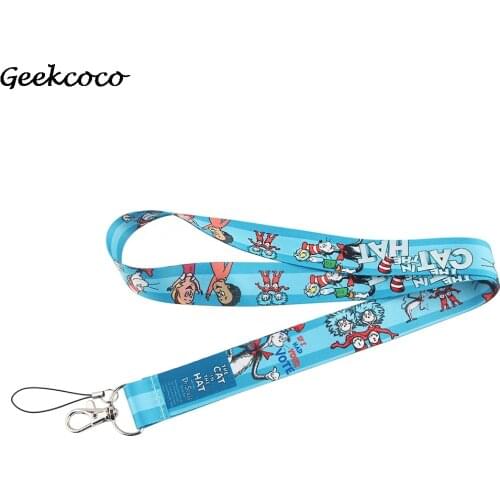 J1882 Fashion Cartoon Cat Neckneck Lanyard Key ID Card Gym Mobile Phone Strap Multifunction Decoration
