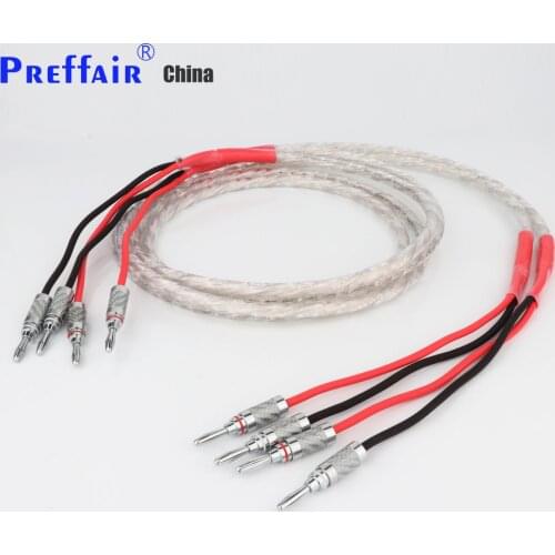 Preffair hi-end Audiophile Banana Plug AMP Speaker Cable wire Rhodium plated Carbon Fiber banana Speaker Cable Wire
