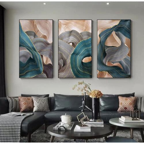 Canvas Painting Nordic Modern Abstract Gold Luxury Ribbon Posters Prints Wall Art Pictures for Living Room Home Decor