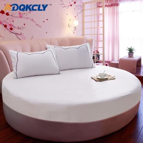 Round Bed Fitted Sheet (3pcs)/Set 100% Cotton Soft Bed Cover with 2pcs Pillowcase Protection Mattress Bedding Set 200cm/220cm