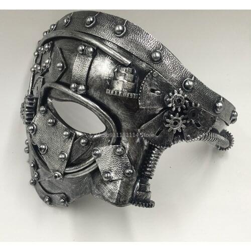Steampunk Half Face Mask Cosplay Costume Men Women Punk Mask Masquerade Mask Phantom Halloween Mask Carnival Party Gifts Props