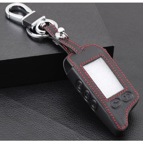 AndyGo 5 Buttons Leather Key Cover Case For Tomahawk TZ9010 TZ9030 LCD Remote Only Tomahawk TZ 9010 Two Way Car Alarm