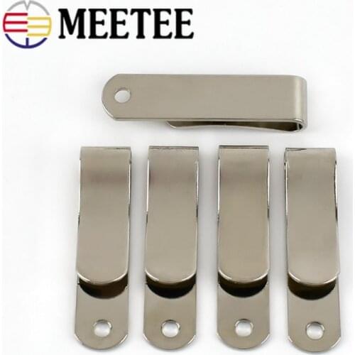 5/10Pcs Meetee 32x8mm Metal Spring Buckles Belt Holster Sheath Clip Leather Case Wallet Clip Bags Metal Accessories with Hole