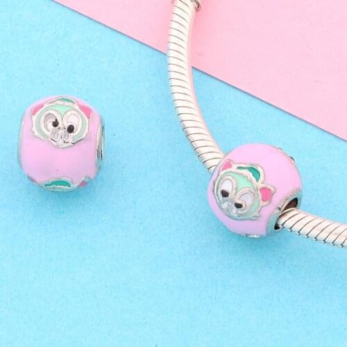 Leabyl Colorful Little Bird Enemal Charms fit Women Bracelet Bangle Pink Enamel Round Beads for DIY Jewelry Making Accessories