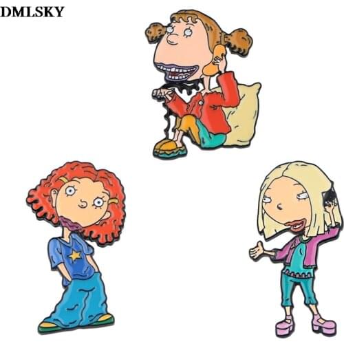 MD148 DMLSKY Cartoon Funny Girls Enamel Pins backpack Metal badge Women and Men Clothes Brooch Shirt Collar Pin Jewelry Gifts