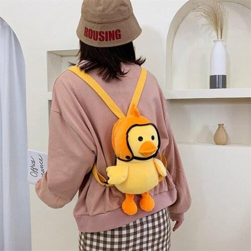 Cute Fashionable Small Size Three-Dimensional Yellow Duck-Shaped Mini Crossbody Bag Backpack