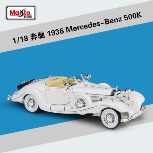 Bburago 1:18 Scale Simulation Diecast Alloy Antique Car Model Toys For Benz 500k Classic Version Diecast Metal Vintage Car Model