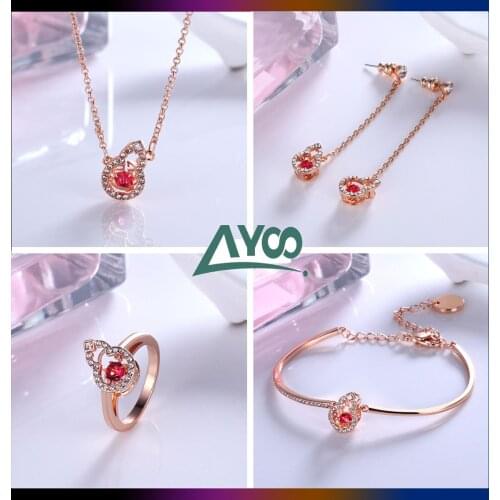 Fashion Jewelry SWA High Quality Exquisite Smart Gourd Fulu Womens Necklace Earrings Bracelet Ring Jewelry Set Romantic Gift