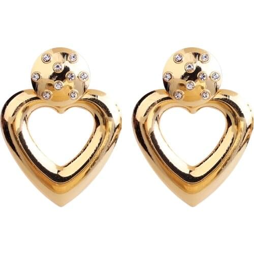 Fashion Gold Heart Earrings Designer Statement Trendy Jewelry Pearl Unique Metal Rhinestone Drop Dangel Earrings For Women Gifts
