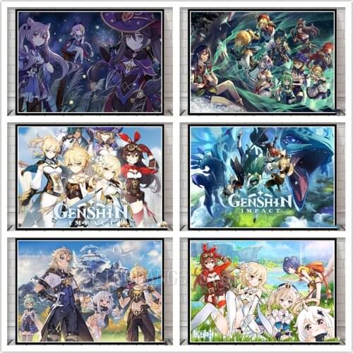 5D DIY Full Drill Diamond Painting Game Genshin Impact Poster Diamond Embroidery Mosaic Cross Stitch Handmade Home Decor Gift