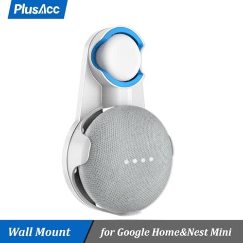 PlusAcc Outlet Wall Mount Holder for Google Nest Mini & Google Home Mini Voice Assistants Perfect Space-Saving Cord Management