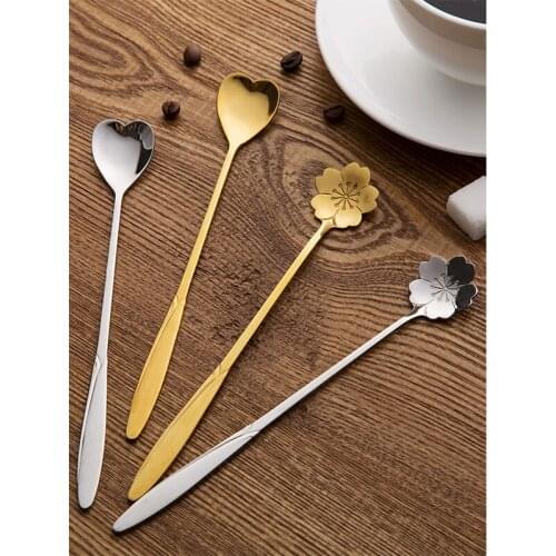 Stainless Steel Long Handle Spoon Coffee Stirring Spoon Creative Household Tableware Adult Spoon Small Dessert Spoon