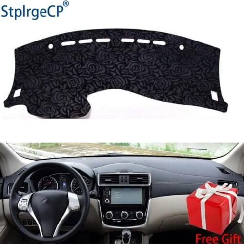 Rose Pattern Non-slip Car Dashboard Cover Dash Mat Pad DashMat ANti-UV Car Sticker for Nissan tiida c12 2011-2019 Car Styling