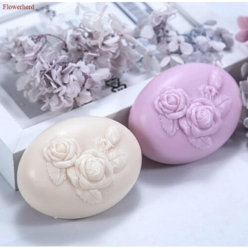 Oval Silicone Soap Mold Rose Pattren Handmade Soap Silicone Mold DIY Chocolate Mold Fondant Cake Mold Bathroom Supplies