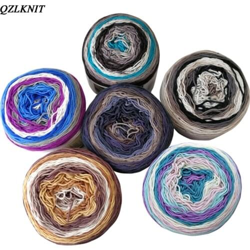 QZLKNIT 300g/550m Rainbow cake yarn Segment dyeing 100% acrylic yarn Yarn DIY Hand knitted Scarf sofa cushion Material yarn