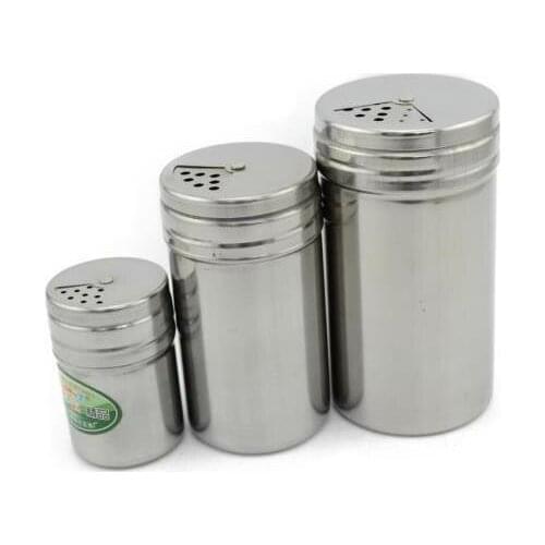 BBQ Spice Container Cruet Stainless Steel Spice Jar Portable Salt and Pepper Shaker Creative Cooking Tools 3 Size 3 pcs/set