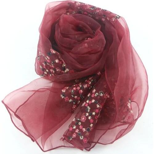 Scarf Eugen yarn thin embroidered colorful silk scarf air conditioning shawl translucent scarf wholesale