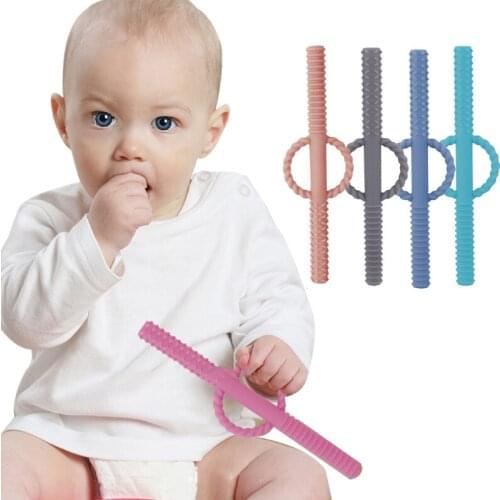 Silicone Teethers Fidget Toys For Newborns Straw Teething Food Grade Infant Chewing Toy Childrens Products Baby Straw Teether