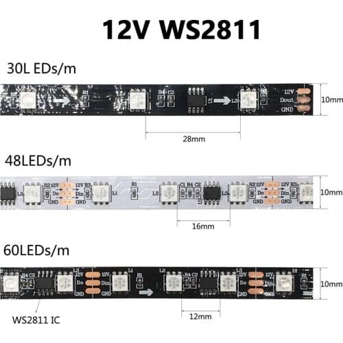 WS2811 Led Lights For TV 1M/2M/3M/4M/5M RGB Addressable 30 48 60 Pixels/M External 1 IC Control 3 Led Room Decoration DC12V