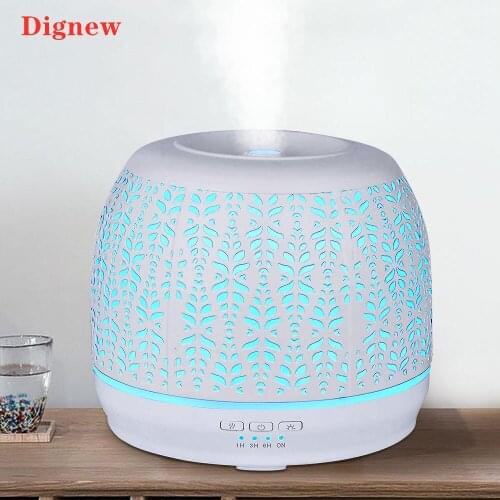 500ml Aromatherapy Essential Oil Diffuser White Iron Handmade Ultrasonic Air Humidifier 7 Color Light Change For Home SPA