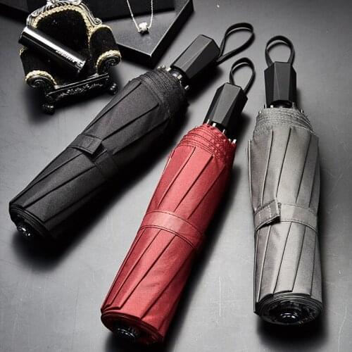 Windproof Automatic Umbrella Rain Women 3Fold Female Male 10 Bone Car Luxury Large Business Umbrellas Men Gift Parasol