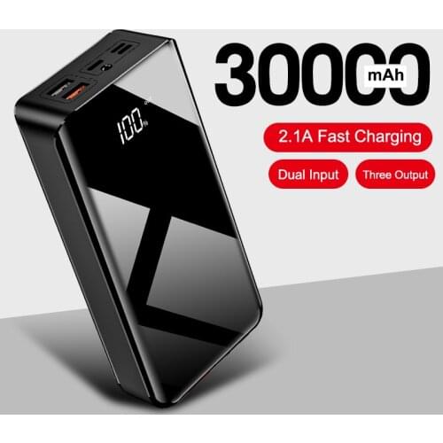 Power Bank 30000mAh Portable Fast Charging Poverbank Mobile Phone External Battery Charger Powerbank For Xiaomi Mi iPhone 12Pro