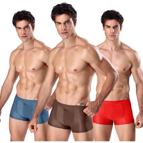 High Quality Men Boxer Underwear Short Cool Silk Men Panties Pure Color Male Breathable Underpants