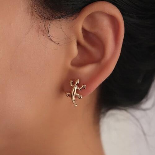 Lizard Reptile Stud Earrings For Women Girls Tiny Cute Animal Gecko Nicke Free Cool Animal Jewelry Gift
