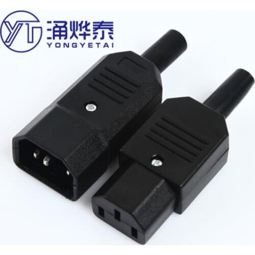 YYT 2PCS Electric vehicle charging product word plug socket pure copper three-hole three-pin AC power plug 10A male and female