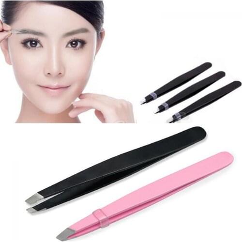 1Pc New Professional Stainless Steel Lady Slant Tip Eyebrow Tweezer Hair Removal Beauty Makeup Tools Accessories