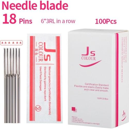 100pcs High Quality 6X3RL Permanent Makeup Tattoo Embroidery Microblading Fog Eeyebrow Needles for Permanent Makeup Tattoo Pen