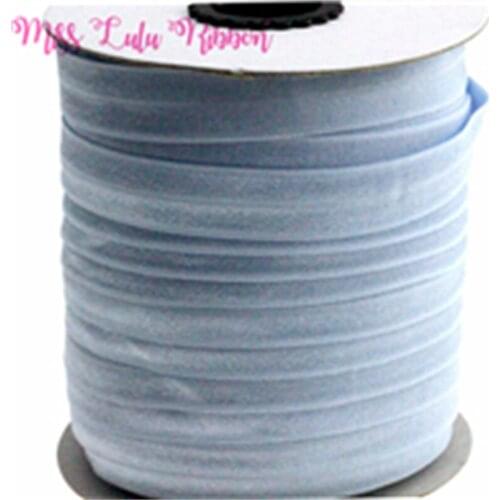 5/8"16mm solid color matt fold over elastic ribbon bluebell foe ties headwear sewing elastic band decoration crafts 50yards