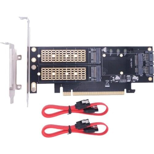 M2 NVMe SSD NGFF to PCIE 3.0 X16 Adapter M Key B Key MSATA PCI Express 3.0 M.2 NVME SSD M2 SATA 3 in 1 Converter Riser