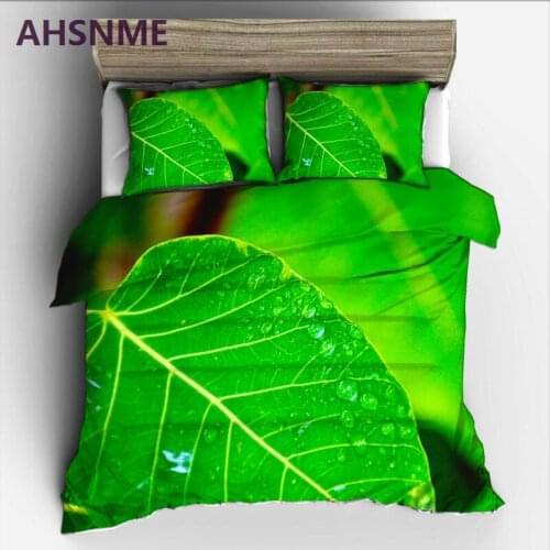 AHSNME Green leaves in Yulu Rey ropa de cama Water droplets after rain High-definition Print Quilt Cover Multi-Country Size