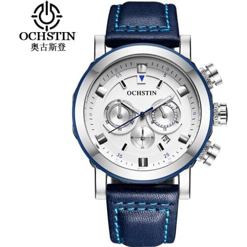 Original OCHSTIN Sport Watch Men Business Watch Top Brand Luxury Military Watches Mens Leather Quartz Watch Relogio Masculino