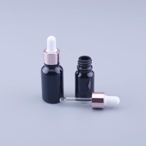 Black dropper bottle with gold top Glass Aromatherapy Refillable Bottle For Essential Massage Oil Pipette Container 200pcs