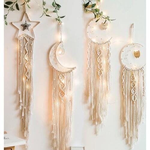Moon and Star Hand-woven Tapestry Boho Wall Hanging Room Decoration Eid Mubarak Pendant Muslim Ramadan Home Decoration