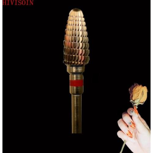HIVISOIN- 10pcs-Carbide Nail Drill Bit -Large Cone - (60130030)-Gold