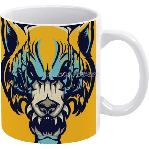 Big Bad Wolf.3 Coffee Mugs Ceramic Mug Tea Cup Custom Cup Personalized Maman Gift Animal Beast Wolf Demon Red Scary Horror Fairy
