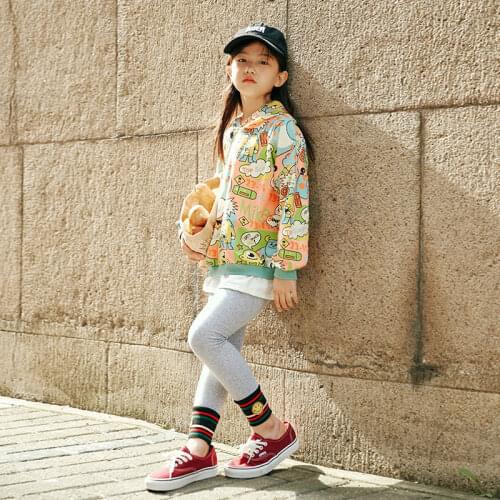 2021 Fall Girls Cartoon Hoodie Clothes Suits 8 10 years Cotton Leggings 2 pieces Fashion Casual Teen Girls Outfit