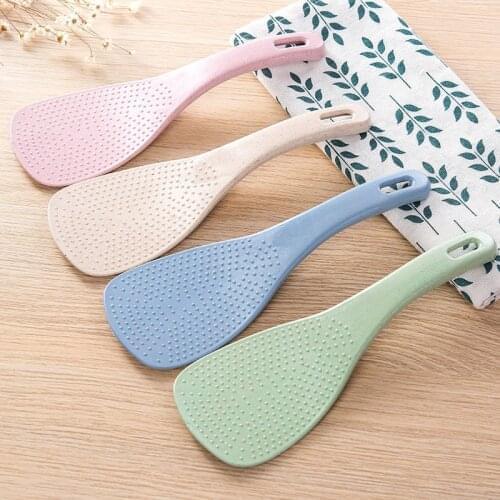 Hot 1PC Wheat Straw Rice Spoon Handle Rice Cooker Rice Shovel Kitchen Supplies Home Decoration Accessories U3