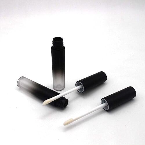 30pcs 3ml Frosted Gradient Black Lipgloss Empty Tube Slender Plastic Cosmetic Lip Gloss Packaging Container with Stopper