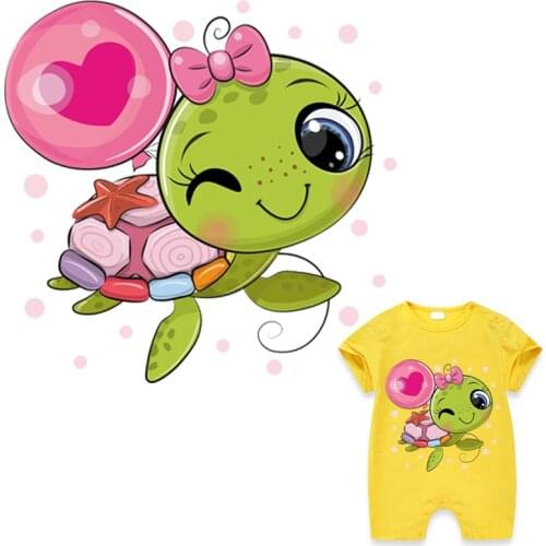 Cute Turtle Appliques On Clothes Washable New Fashion Heat Transfer T-Shirt Jeans Decoration Diy Applique Clothes